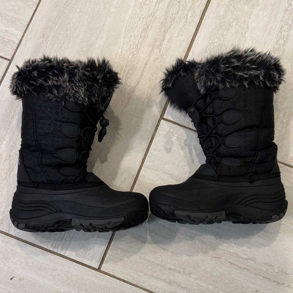 Kamik Black Faux Fur-Trim Kids Snow Boots unisex kids 2
